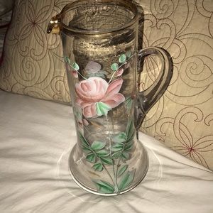 Vintage Northwood hand painted tall pitcher